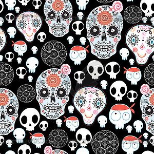 Texture of funny skulls - vector clipart