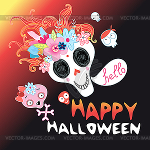 Funny Halloween skull - vector EPS clipart