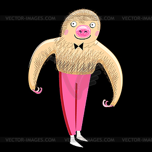 Funny sloth athlete - vector clip art