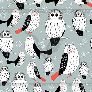 Texture of white owls - royalty-free vector clipart