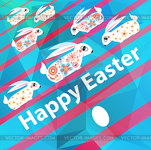 Easter card with rabbits - vector clip art
