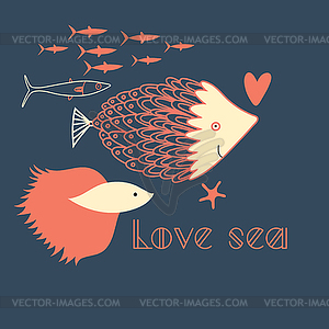 Fish in love - royalty-free vector image