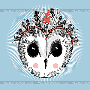 Graphic portrait of an owl - vector clipart