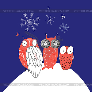 Winter owl - vector image