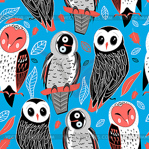 Pattern of owls - royalty-free vector image