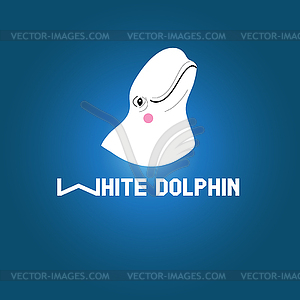 Head white dolphin - vector clip art