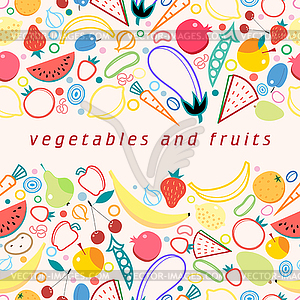 Seamless pattern fruits and vegetables - vector image