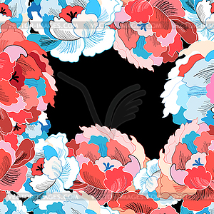 Vintage flowers red - vector image