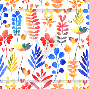 Watercolor floral pattern - vector clipart