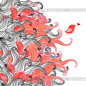 Floral background with love bird - vector clipart