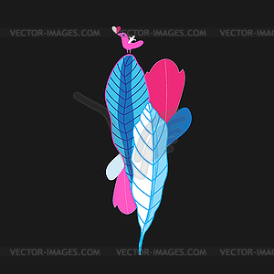 Красивые красочные растения и птицы - векторный клипарт / векторное изображение