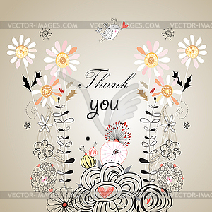 Thank you card, with font - vector image