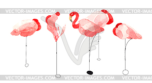 Beautiful watercolor flamingos - vector image