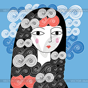 Portrait of girl - vector clip art