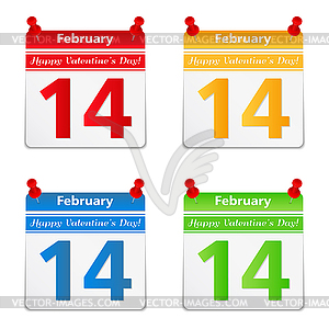 Calendar pages with 14 february - vector clip art