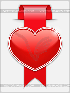 Red Ribbon with Heart - vector clipart