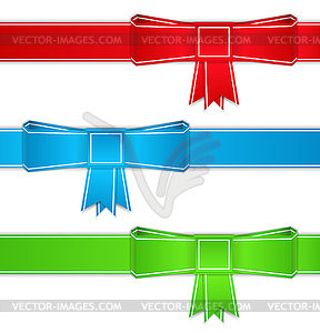 Ribbons with bows, origami style - vector clipart