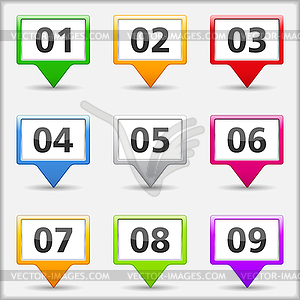 Map Pins with Numbers - vector image