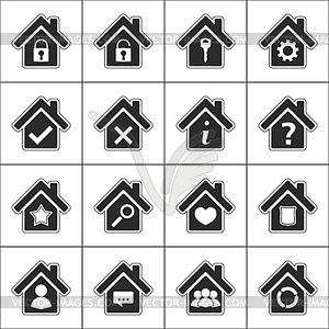 Set of icons with house - vector image