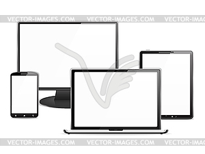 Компьютерный монитор, ноутбук, Tablet PC и смартфоны - векторный клипарт