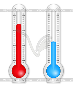 Красный и синий термометры - изображение в векторном формате