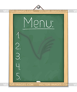 Vertical blackboard with menu - vector image