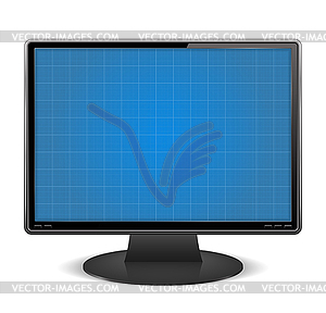 Graph paper on screen of computer monitor - vector image