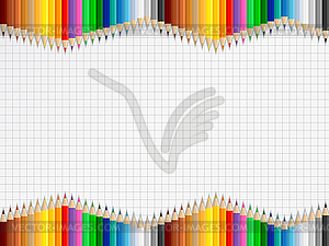 Education Background with Colored Pencils - vector image