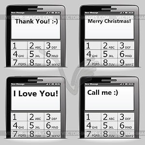 Mobile phone with messages on screen - royalty-free vector image