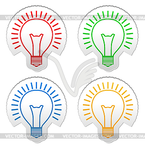 Bulb Stickers - vector image