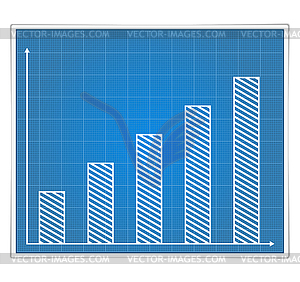 Blueprint Bar Graph - vector clip art