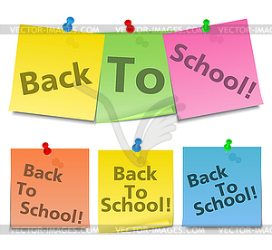 Sticky Notes with Back To School Text - vector clipart