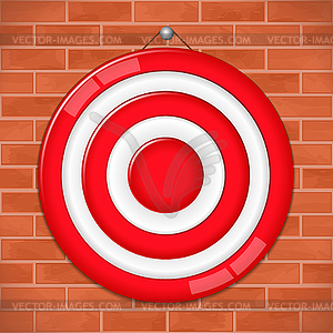 Red target on brick wall - vector clipart / vector image