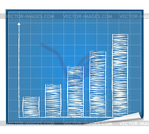 Bar graph blueprint - vector image