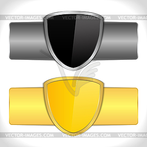 Metal boards with shields - vector clip art