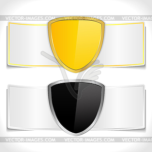 Banners with Shields - vector clipart