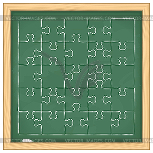 Puzzle on blackboard - royalty-free vector image