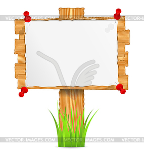 Wooden board with paper - vector image