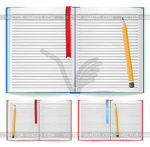 Open notebook - stock vector clipart