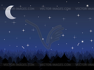 Night in forest - vector clipart