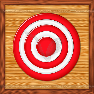 Red target on wooden background - vector image