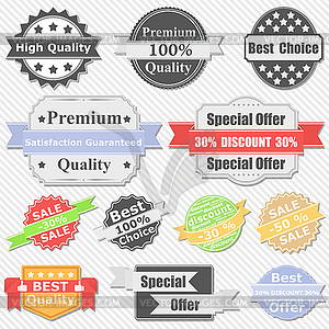 Set of Premium Quality and Sale labels - vector image