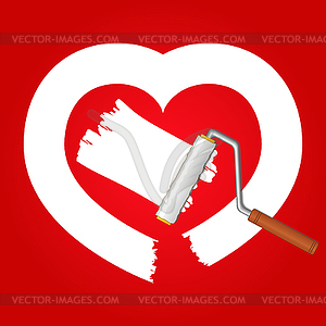 Painted White Heart - vector clip art