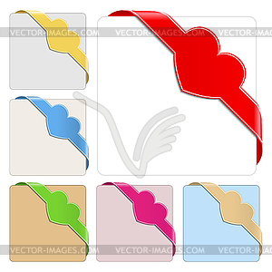 Corner Ribbons with Heart - vector image