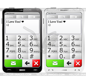 Smartphone with sms on screen - vector clipart