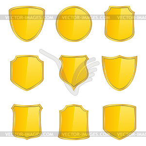 Golden shields - vector clipart