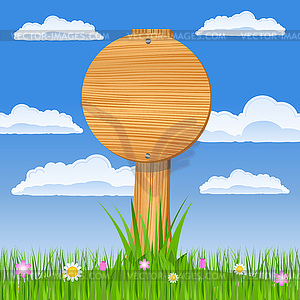 Wooden round board - vector image