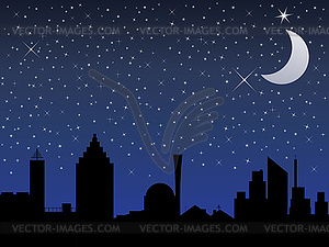 Night in city - vector clip art