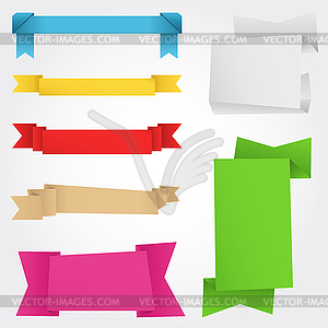 Origami Banners - color vector clipart