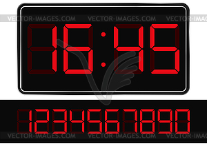 Red digital clock - vector image